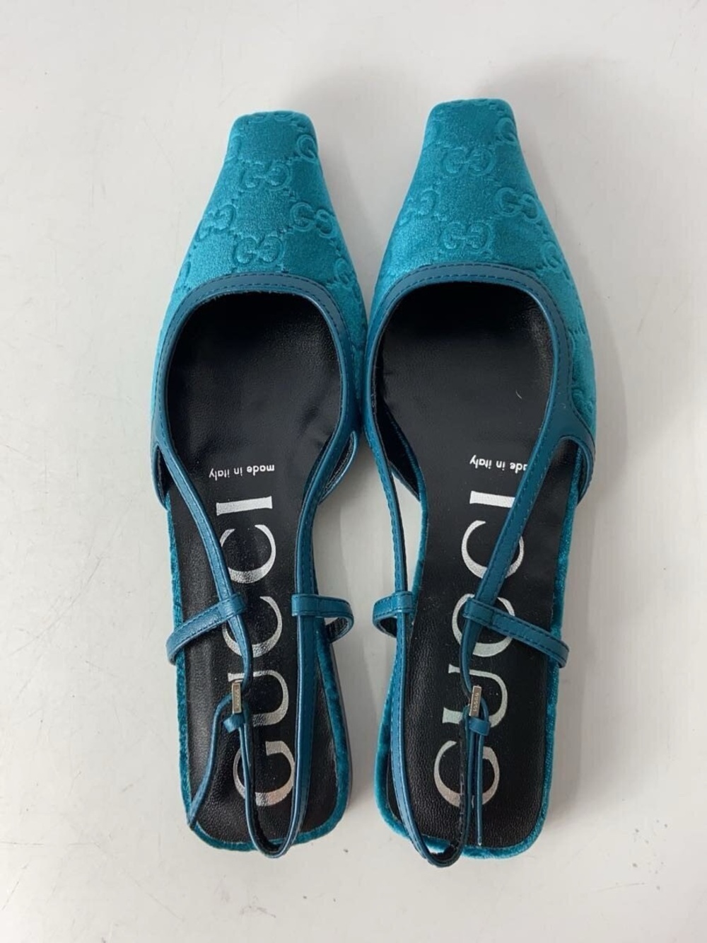 Gucci Teal Slingback Flats